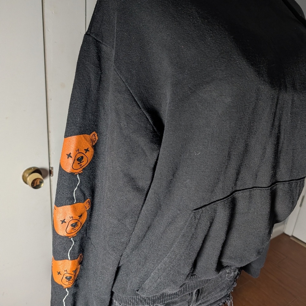Fresh Laundry Black and orange bear Mens hoodie Size L - Picture 2 of 6